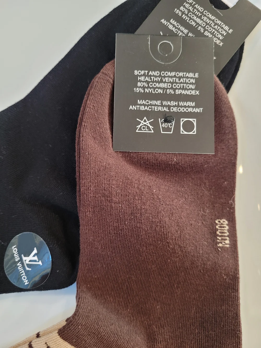 Fashion Monogram Low-Cut Socks in Black and Brown